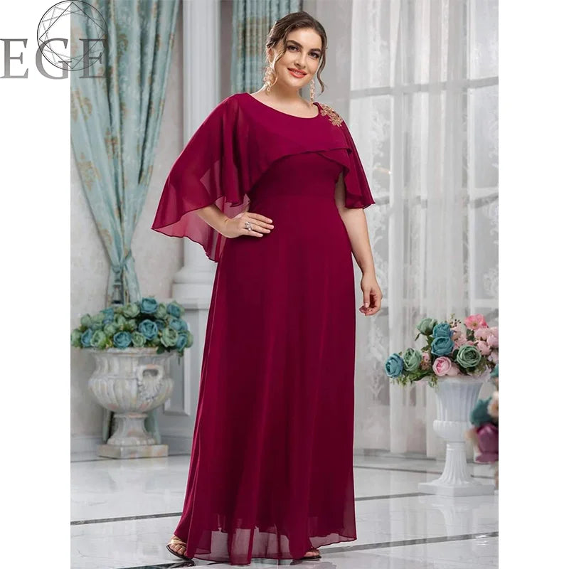 Plus Size Mesh A-Line Sequin Embroidery Evening Dress.