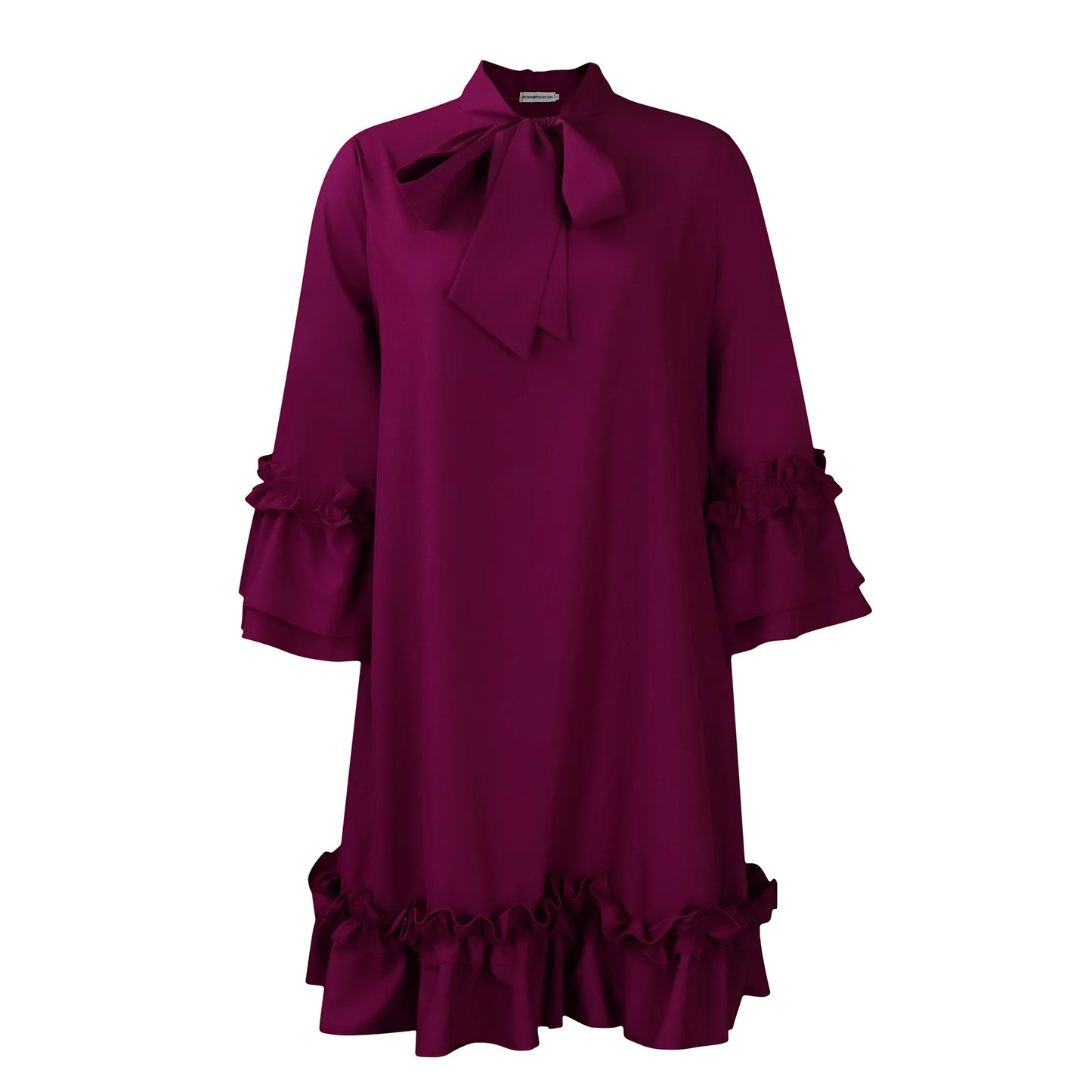 Loose Lacing Auricular Edge 3/4 Sleeve Dress.