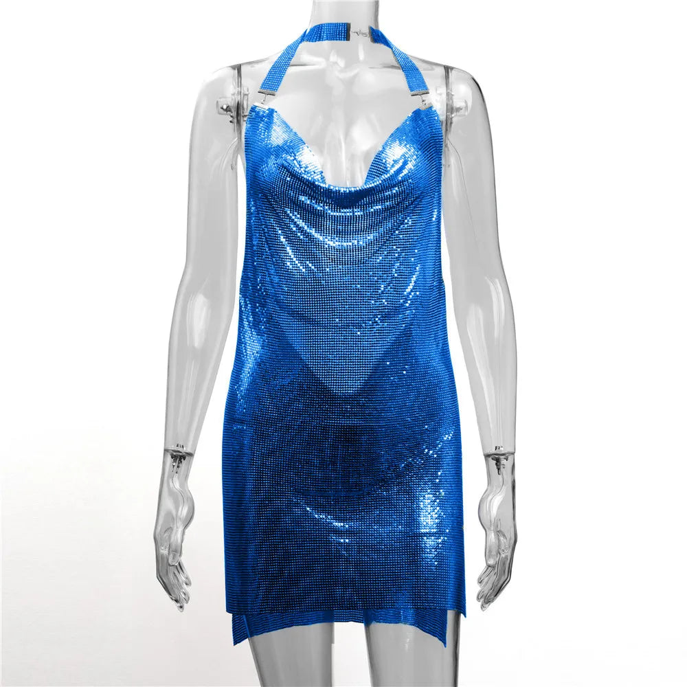 Sequin Suspender Backless Dress.