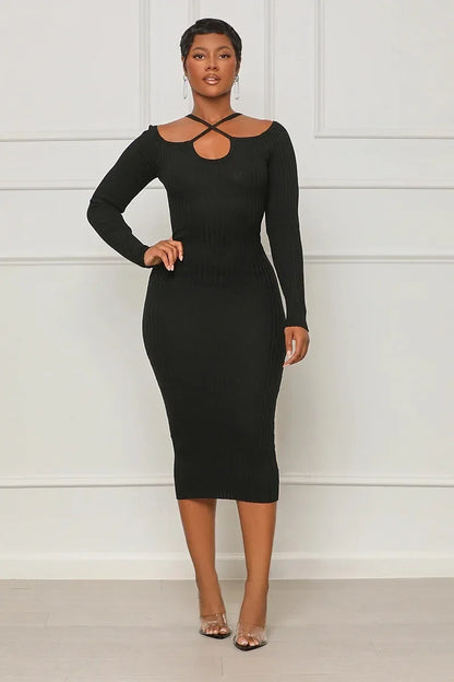 Hollow Knitted Tight Dress.