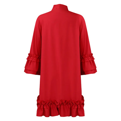 Loose Lacing Auricular Edge 3/4 Sleeve Dress.