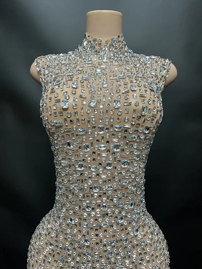 Luxury Crystal Diamond Long Dress.