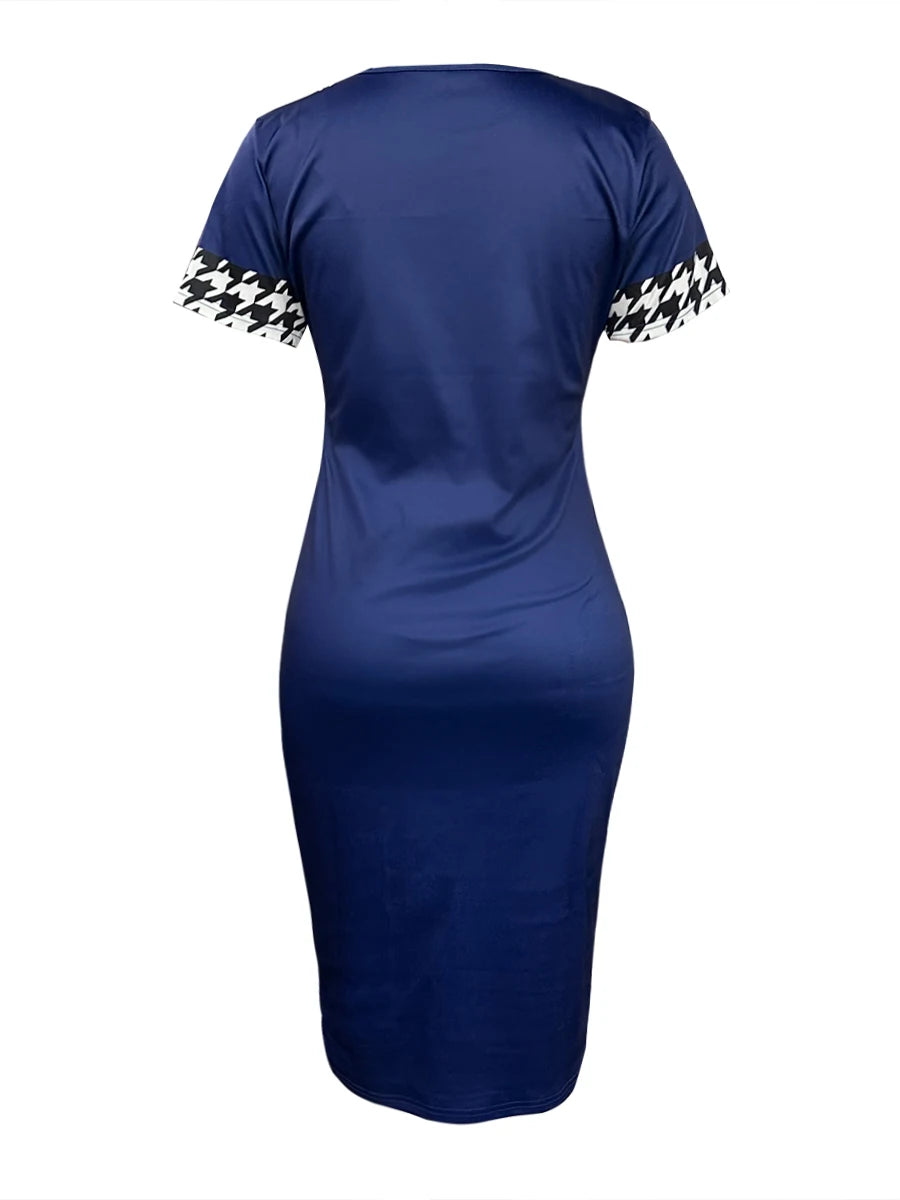 Women's Print Short Sleeve Midi Dress.