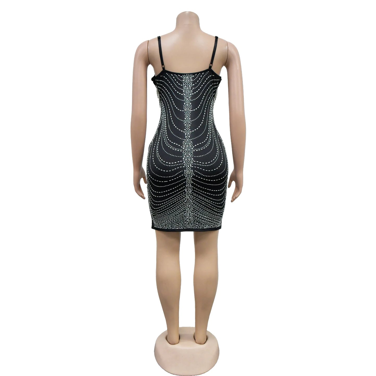 Solid Mesh Diamond Tassel Slim Fit Dress.