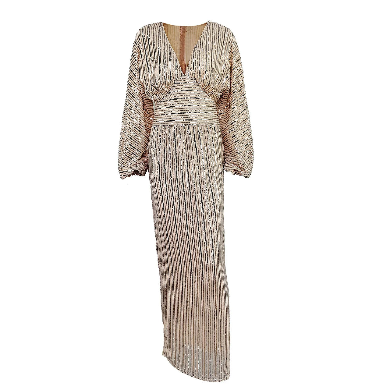 Sequin V Neck Evening Dress.