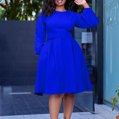 Long Sleeve Round Neck Large Swing Dress.