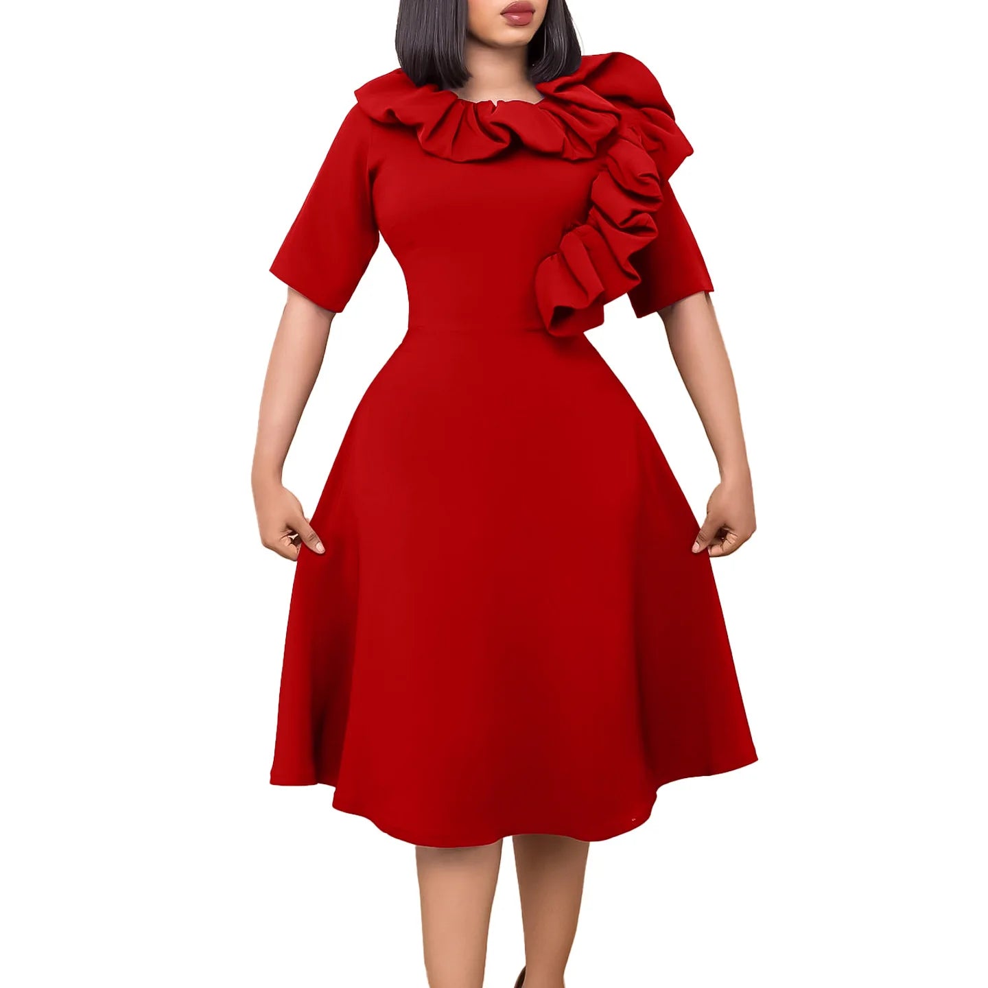 Half Sleeve Slim Fit Large Swing Dress.