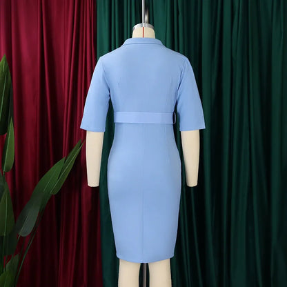 Half Sleeve Hip Office Dress.