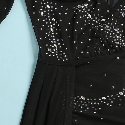 Mesh Diamond Luxury Rhinestone Evening Dress.