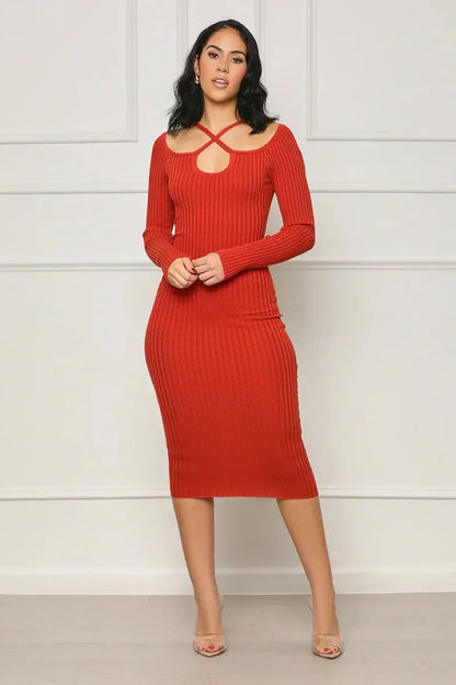 Hollow Knitted Tight Dress.