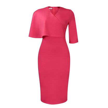 Pencil Skirt Half Sleeves Waist Wrapped Dress.