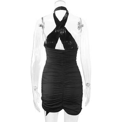 Summer Sexy Halter Cross Night Club Dress.