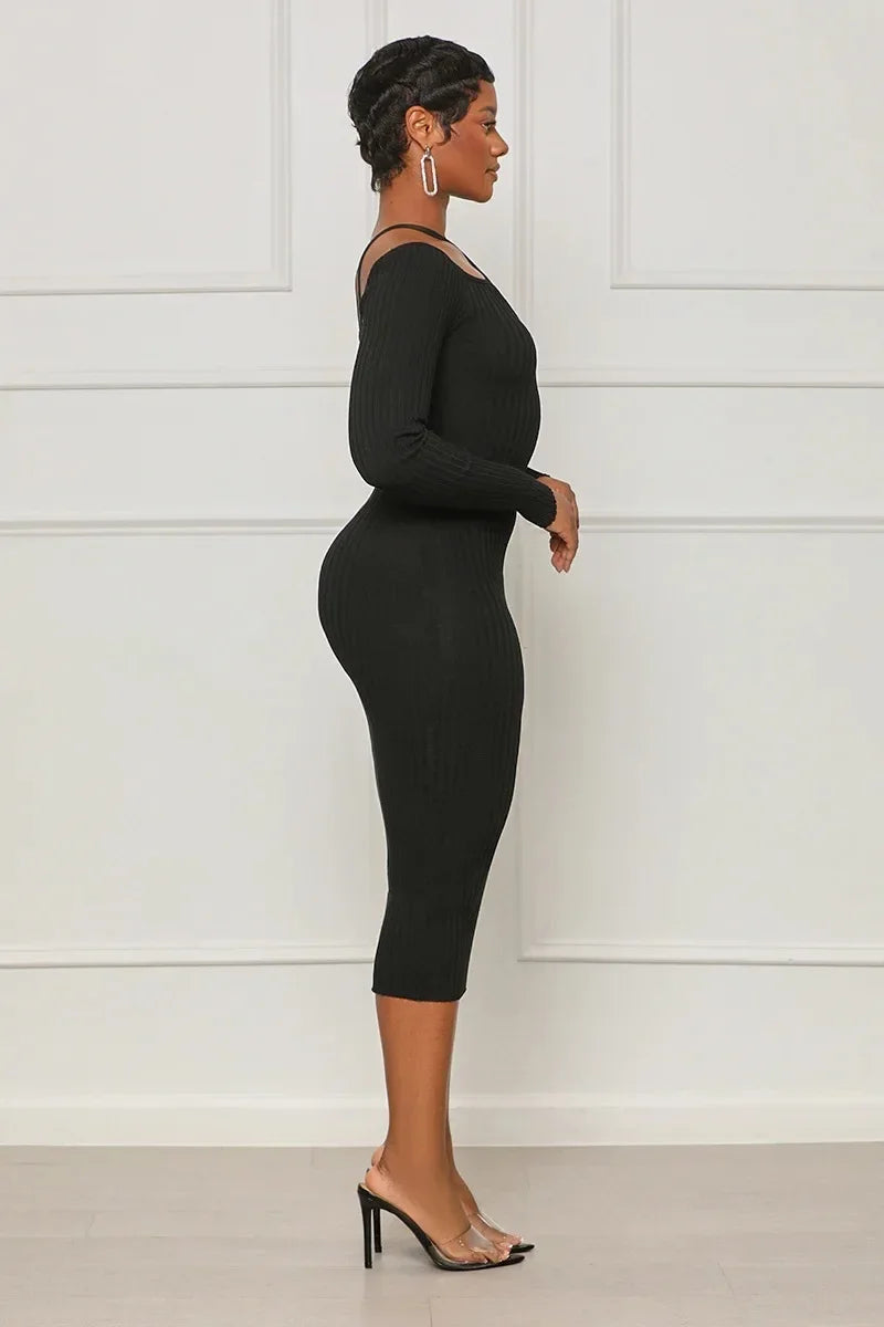 Hollow Knitted Tight Dress.