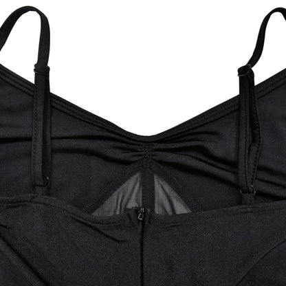 Mesh Split Sling Strap Evening Dress.