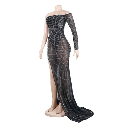 Diamond Wrapped Side Opening Slim Fit Dress.