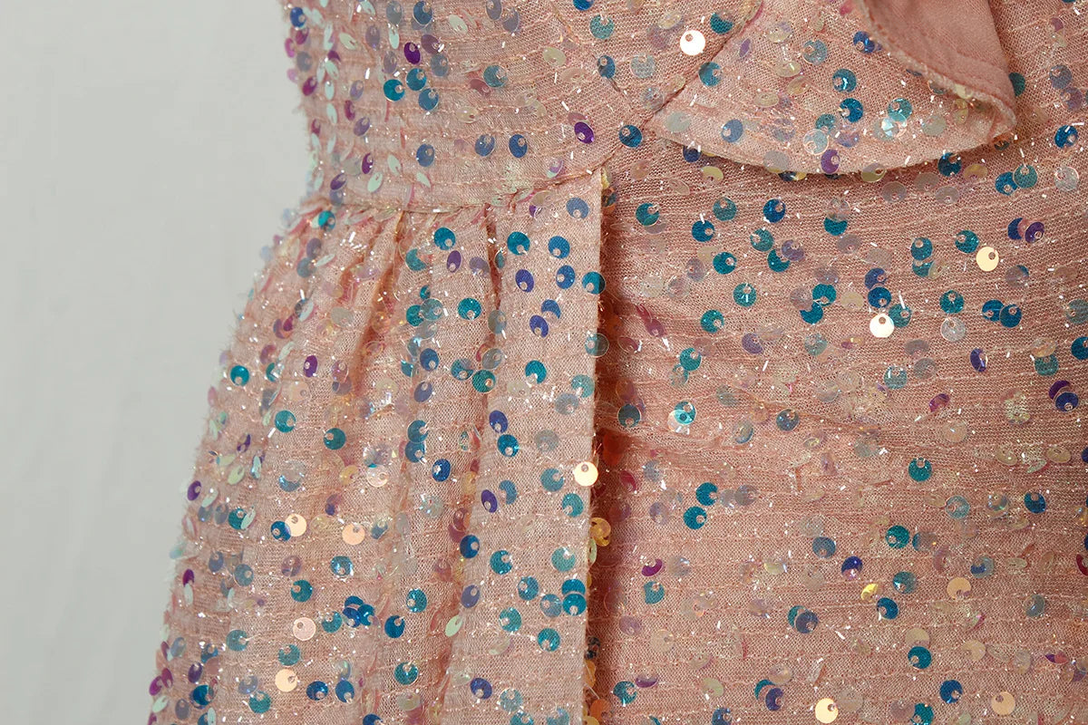 One Shoulder Sequins Dress.