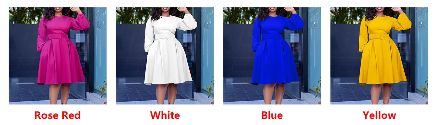 Long Sleeve Round Neck Large Swing Dress.