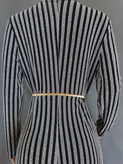 Gold and Silver Stripe Wrapped Hip Party Dress.