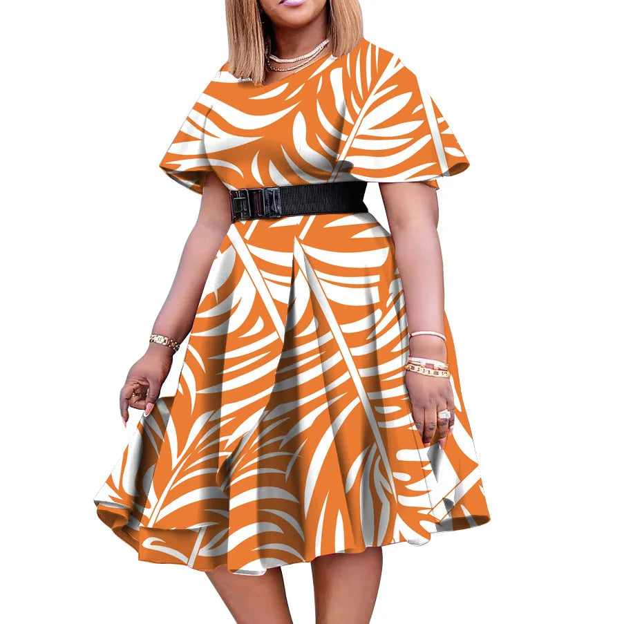 Printed Fashion Loose Waist Casual Dress.