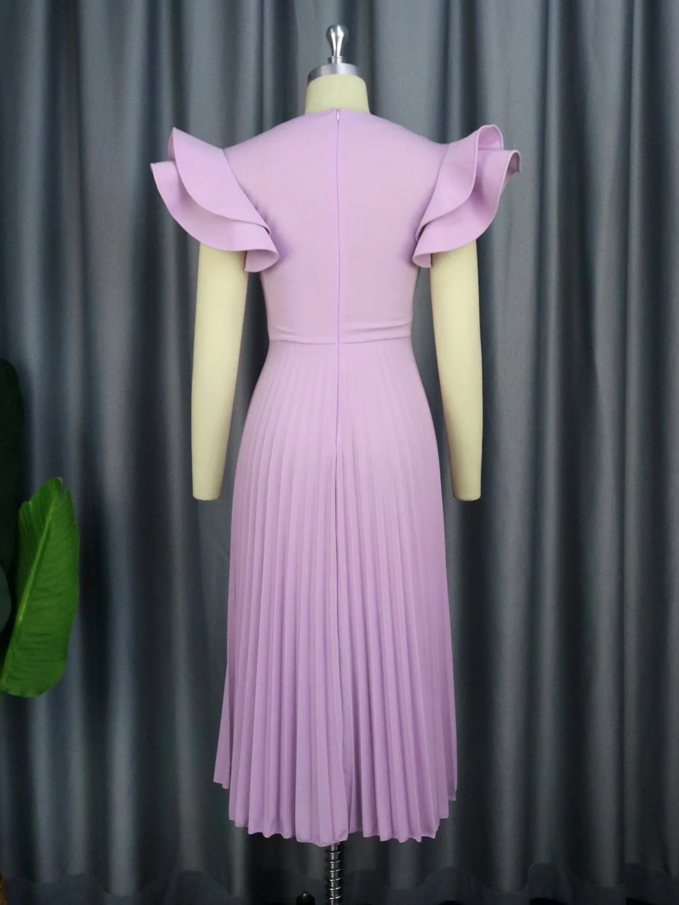 Square Neck Elegant Pleated Dress.