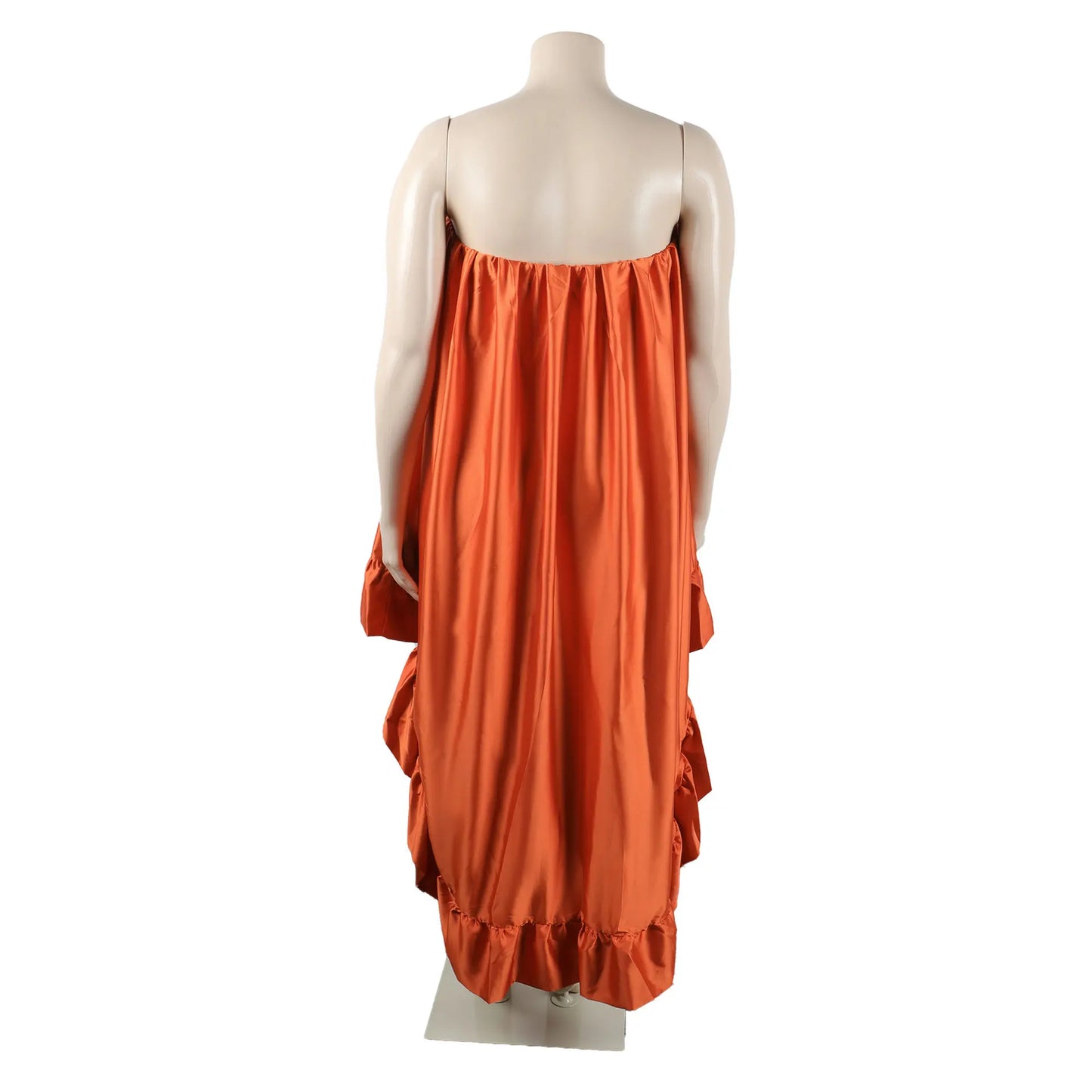 Satin Top Pressed Pleated Sleeveless Off Shoulder Evening Dress.