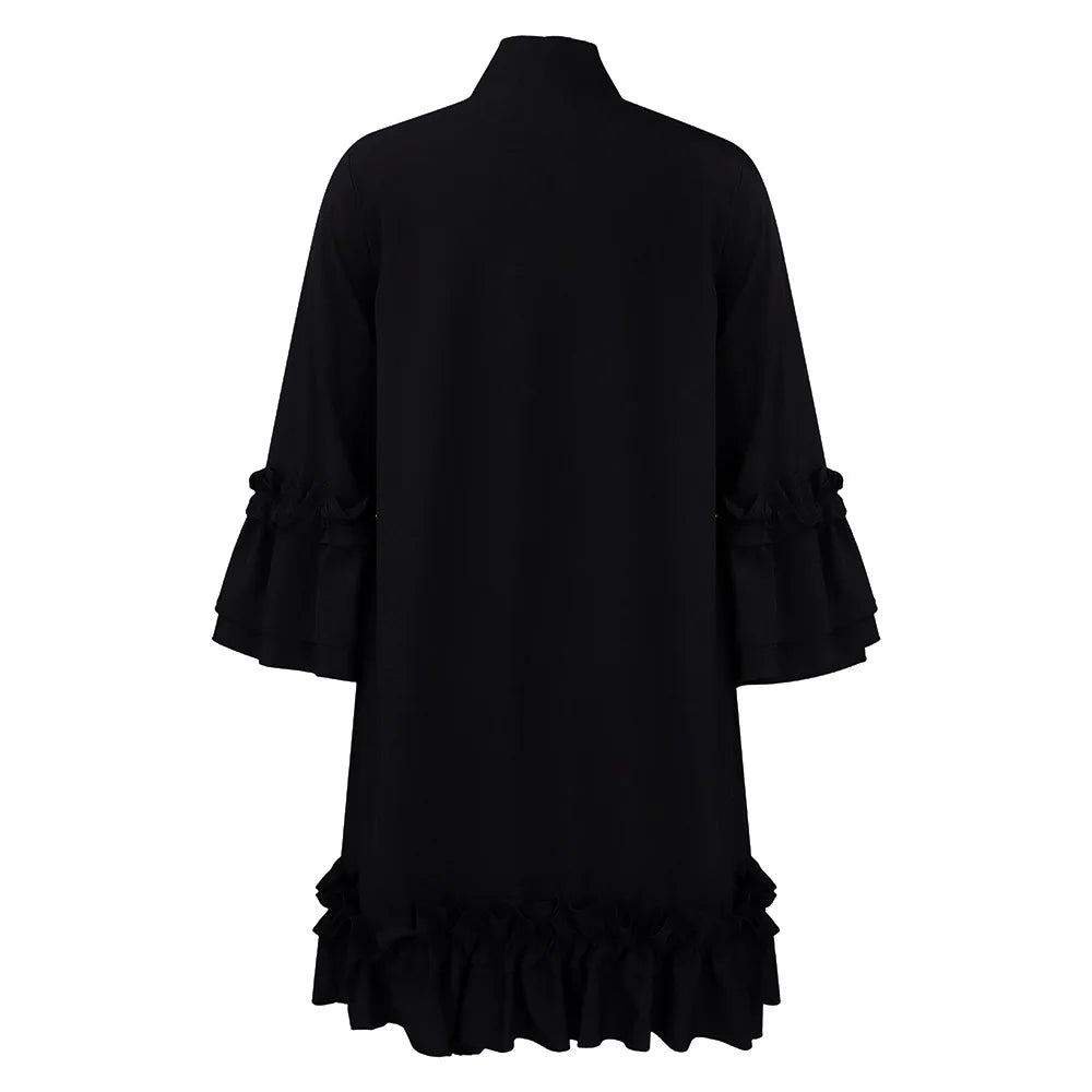 Loose Lacing Auricular Edge 3/4 Sleeve Dress.