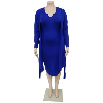 Long Sleeved Cloak Strap Large Bust Dress.