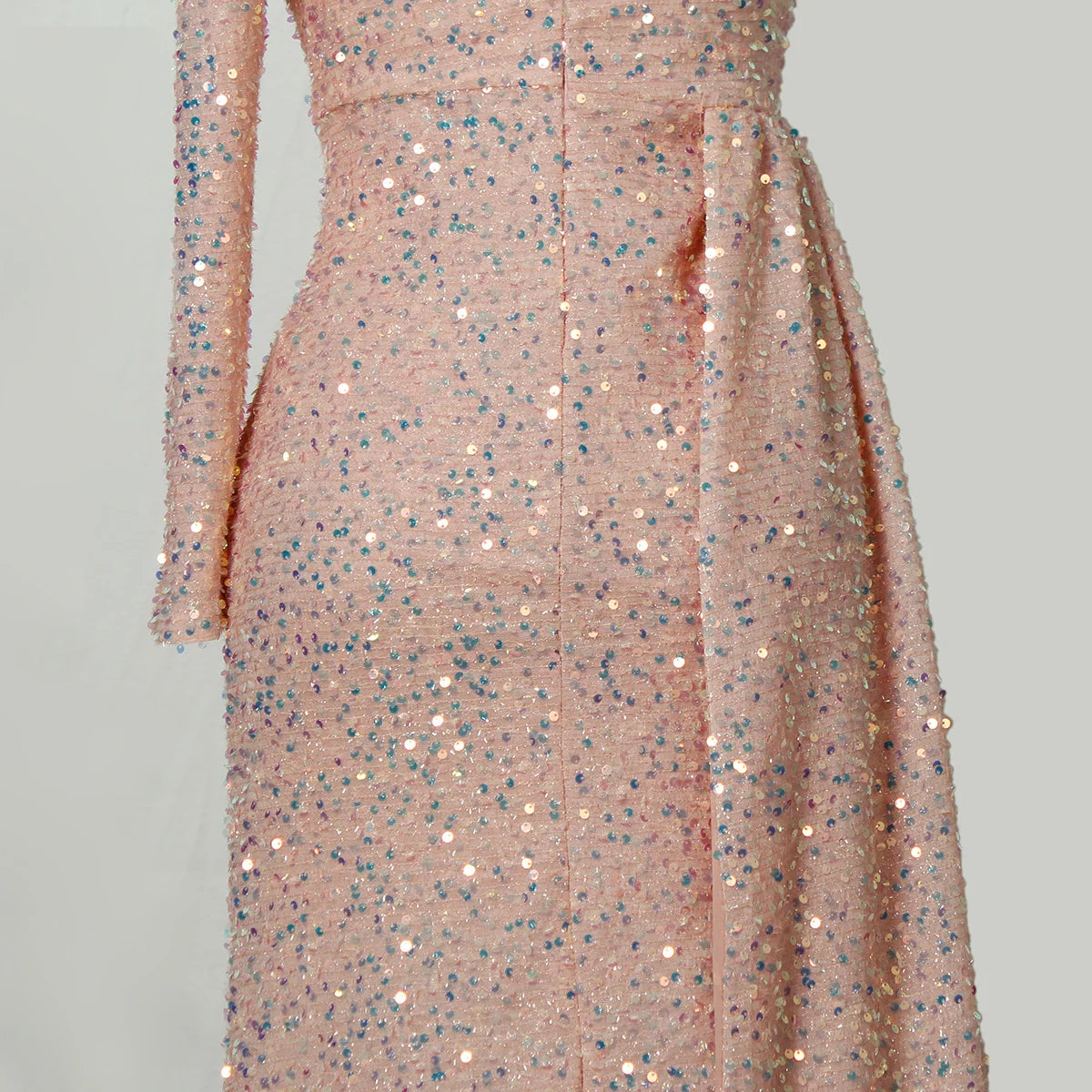 One Shoulder Sequins Dress.