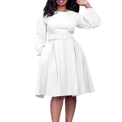 Long Sleeve Round Neck Large Swing Dress.