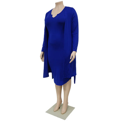 Long Sleeved Cloak Strap Large Bust Dress.