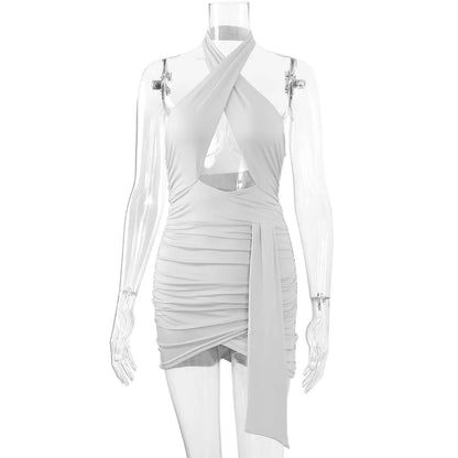 Summer Sexy Halter Cross Night Club Dress.