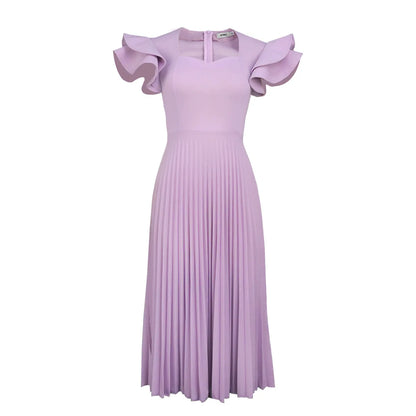 Square Neck Elegant Pleated Dress.