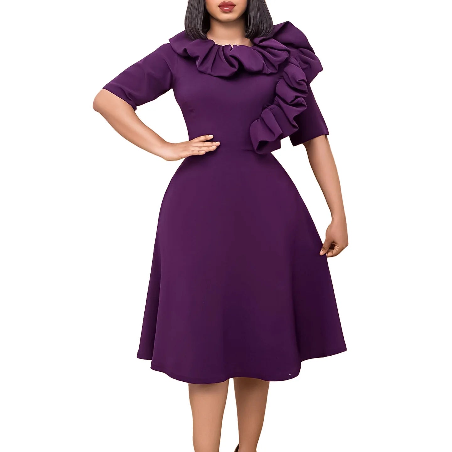 Half Sleeve Slim Fit Large Swing Dress.