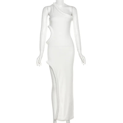 Y2K One-shoulder Hollow Dress.