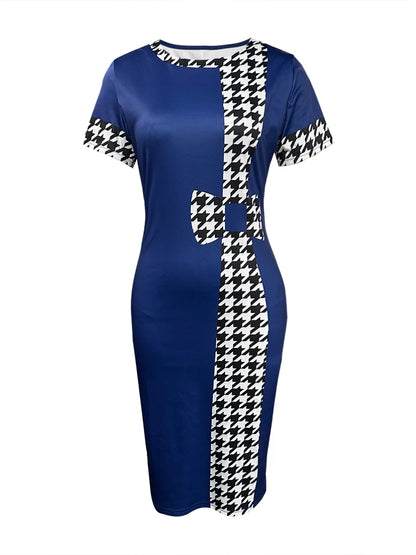 Women's Print Short Sleeve Midi Dress.