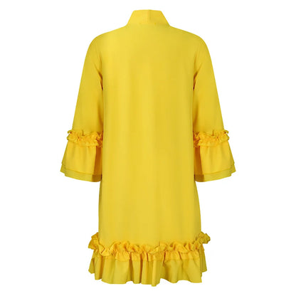 Loose Lacing Auricular Edge 3/4 Sleeve Dress.