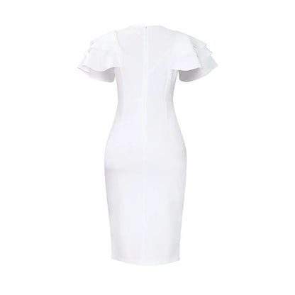 Square Collar Short-sleeved Bag Hip Dress.