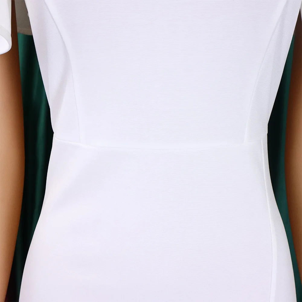 Square Collar Short-sleeved Bag Hip Dress.