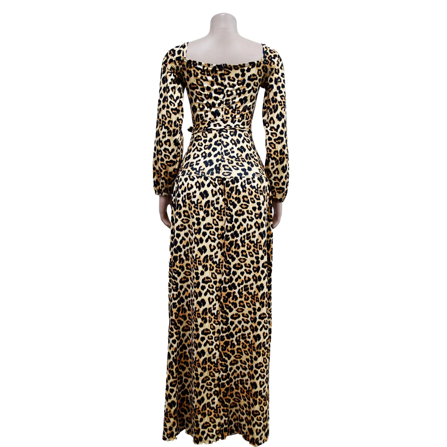 Leopard Print V Neck Wrapped Evening Dress.