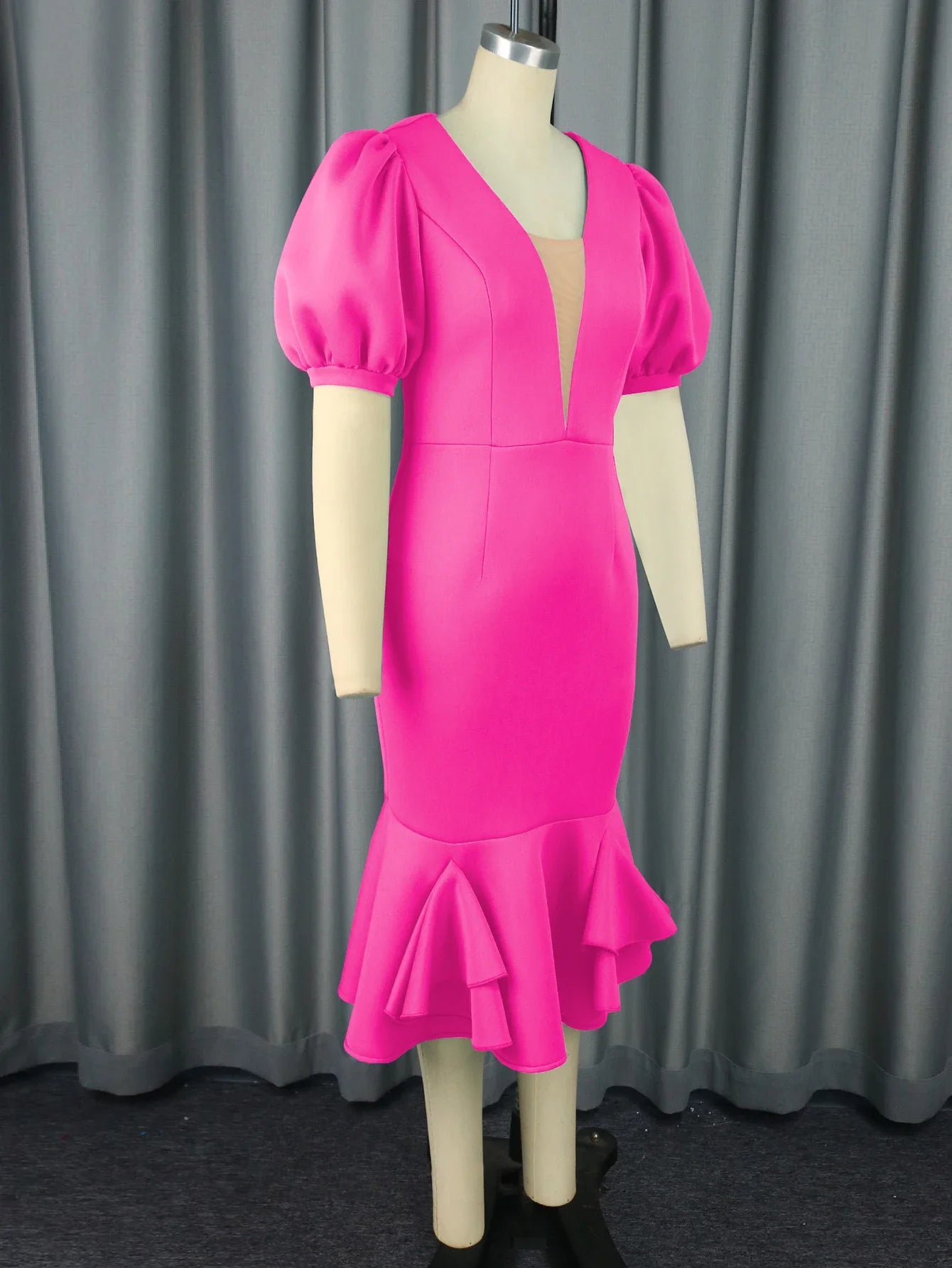 Trendy Fuchsia Women Evening Party Dress.