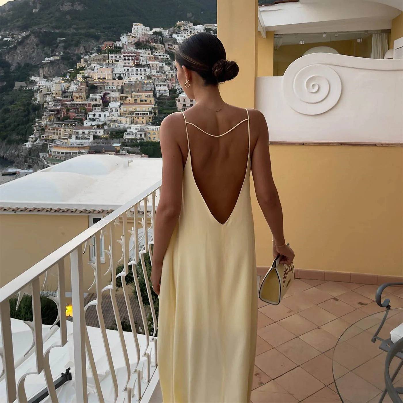 Open Back Sleeveless Slip Maxi Dress.