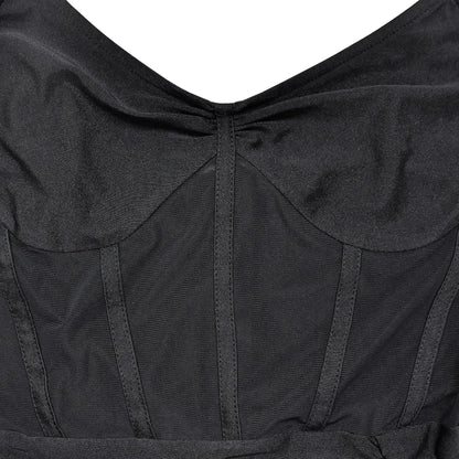 Mesh Split Sling Strap Evening Dress.