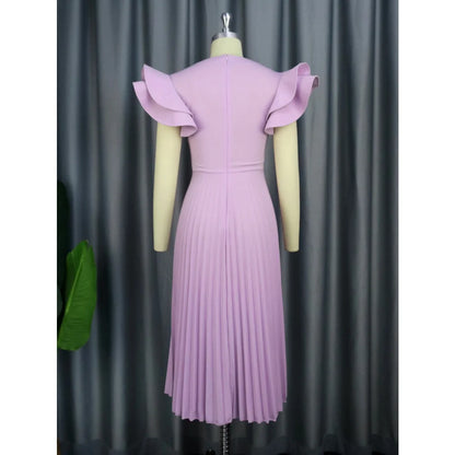 Square Neck Elegant Pleated Dress.