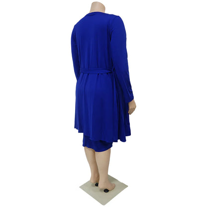 Long Sleeved Cloak Strap Large Bust Dress.