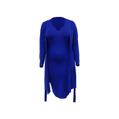 Long Sleeved Cloak Strap Large Bust Dress.