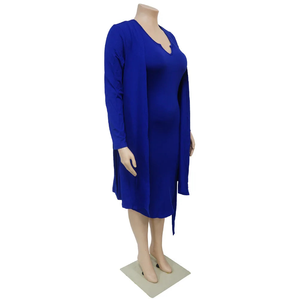 Long Sleeved Cloak Strap Large Bust Dress.