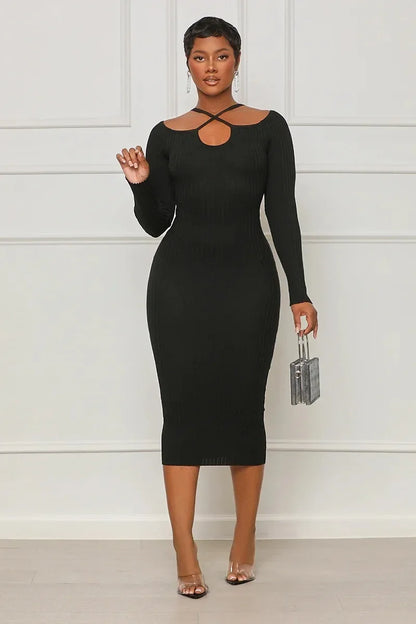 Hollow Knitted Tight Dress.