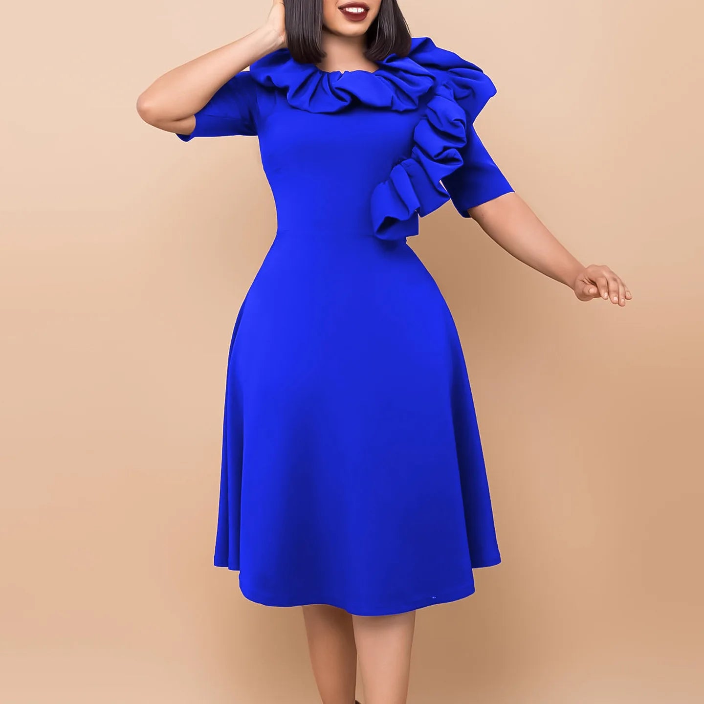 Half Sleeve Slim Fit Large Swing Dress.