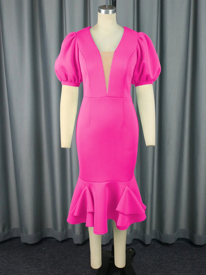 Trendy Fuchsia Women Evening Party Dress.