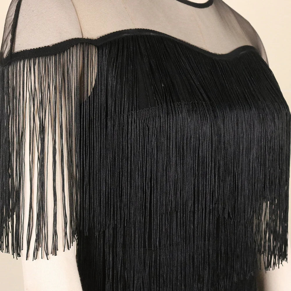 Plus Size Tassel Midi Fringed Robe Evening Dress.